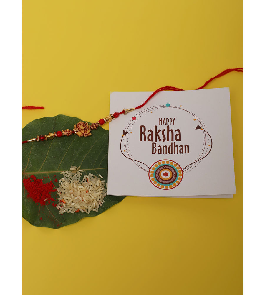 YouBella Designer Bracelet Rakhi and Greeting Card Combo Set for Brother Raksha Bandhan Gift for Brother (Style 3)